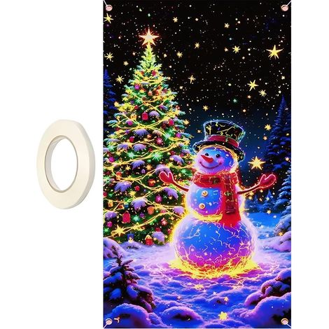 Bannière De Décoration De Porte De Noël Fournitures De Fête Fluorescentes De 178x89 Cm - Décoration D'Arrière-Plan pour Photographie - pour Intérieur Extérieur Véranda Cuisine (1/5)