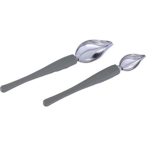 Set aus 2 praktischen Saucenlöffeln für die Küche, inklusive Stift und Halter für Farbe. – 20,00 x 3,80 x 1,70 cm – Silber (1/5)