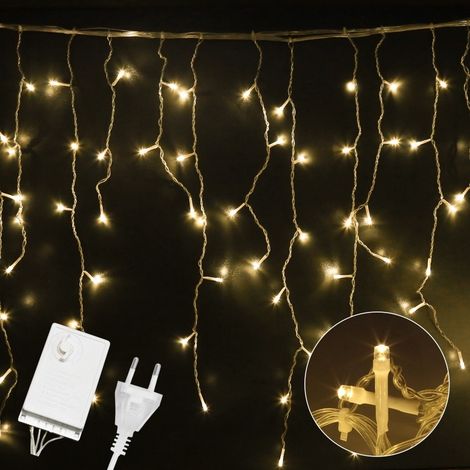 Randaco 15m 400 LED Pluie Verglaçante Guirlande Lumineuse Glaçon Noël Guirlande Lumineuse Lampe Guirlande Lumineuse Fête IP44 Extérieur Intérieur Blanc Chaud (1/5)