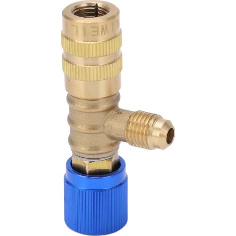Robinet de charge frigorigène laiton filetage 1/4in vers 1/4in adaptateur sécurité pour R22 R410 R134A R404 (1/5)