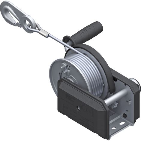Handseilwinde (Seilwinde) Zugkraft 500 kg, mit Seil ø 5 mm und Karabiner, L 20 m (1/2)
