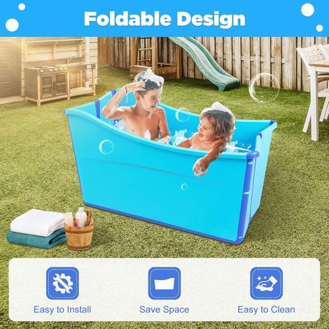 Baignoire pliable - 87 x 46 x 56,5 cm - Baignoire mobile pliante - Bleu - Durable et facile à ranger - Pour les baignoires d'adultes, les piscines pour enfants et les hôtels, les arrière-cour (1/5)