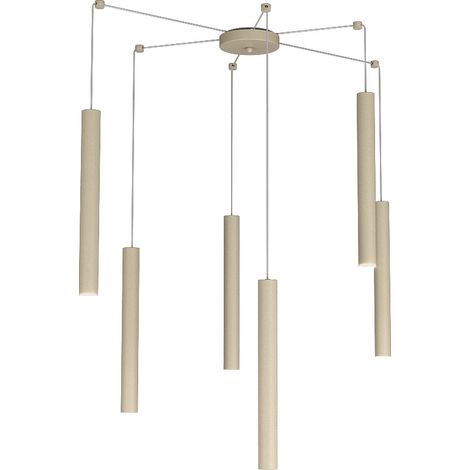 Sospensione Moderna Round Tube Metallo Sabbia 6 Luci Gu10 (1/4)