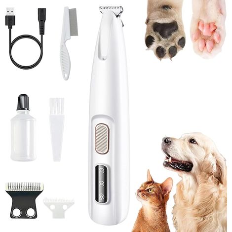 GrosMatou Grooming Clipper — Gentle & Safe, Silent Cat Clipper, USB Rechargeable, Includes LED Light, Compact and Convenient, Waterproof