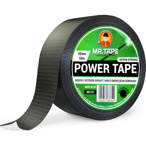 MrTape SCHWARZES GEHÄUSEKLEBEBAND 48 mm/50 m STARKES POWERTAPE VERSTÄRKT