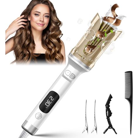 Automatic Hair Curling Iron, Curling Iron with 6 Temperature Settings with LCD Screen, Women's Ceramic Curler for Long / Short Hair (White) (1/5)