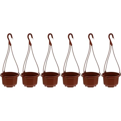 SHINEOFI Lot de 6 jardinières suspendues avec crochet et fond aéré, idéales (1/5)
