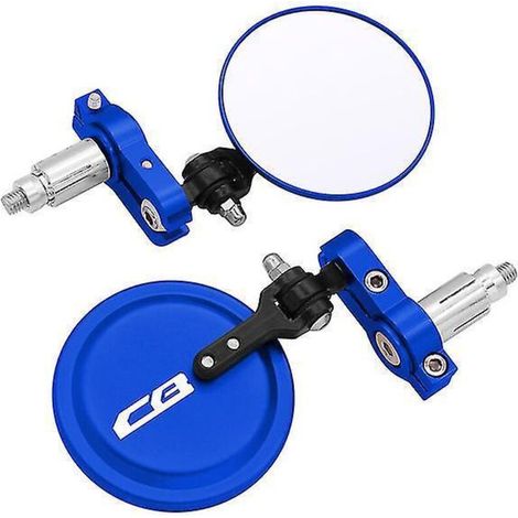Runde, klappbare Motorradspiegel (7,6 cm / 3 Zoll) für Honda CB125R, CB650R, CB190R, CB250R, CB300R, CB400, CB500X und CB1000R – Lenkerendenspiegel – Blau (1/5)