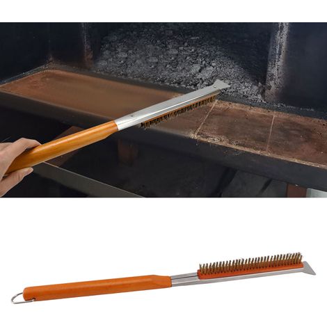 Brosse à pizza à manche en bois, brosse à pizza à long manche, ensemble de pinces de cuisson amovibles (1/5)
