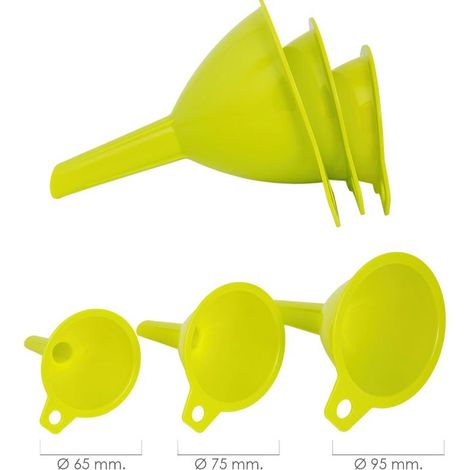 ORYX embudos plástico cocina ø 65 / 75 / 95 mm. (set 3 embudos)