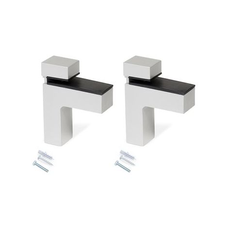 Staffe reggipiani Squad 2 per mensola in legno o vetro, spessore 4-38 mm, Plastica e zama, Grigio metallizzato, 2 pezzi 4009125 EMUCA (1/5)