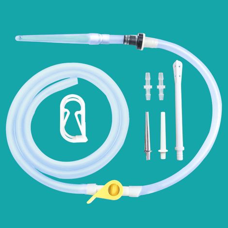 Kit lavement silicone brillant 1,5m, tuyau facile à monter pour seau d'irrigation, accessoire hygiène quotidienne, douche rectale, matériel médical domestique (1/5)
