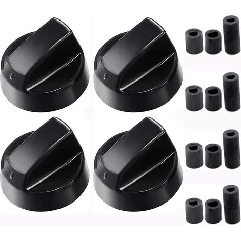 Gas Cooker Adapter, Control Buttons for Oven Cooker Hob, Black Buttons + Adapters (6 mm), Compatible with Camper Van and Pizza Oven (1/5)