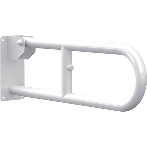 Maniglione di sostegno ribaltabile 80 cm per disabili in acciaio bianco (1/2)