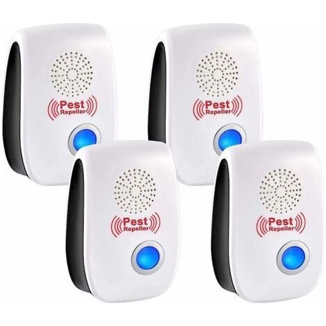 Répulsif Ultrason Anti-Rongeurs Insectes, 4 Paquets Répulsif Antiparasitaire à Ultrasons Repulsif Anti Mouches Electrique pour Occasions Polyvalentes Anti Rats, Souris,Fourmis, Cafards, Ensoleillé