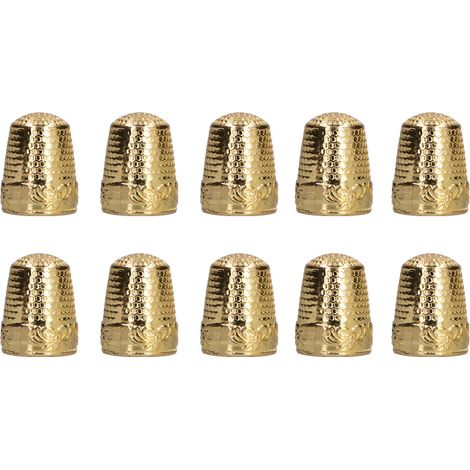 10 dé à coudre de couture antiglisse, antirouille, résistant à l'usure, doigtier durable, couleur or (1/5)