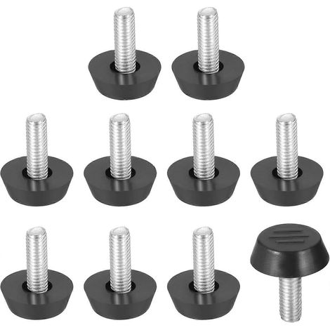 Lot de 10 patins de nivellement réglables à filetage M6 x 17 mm pour meubles, patins de nivellement en acier à visser, roulettes de table (1/5)