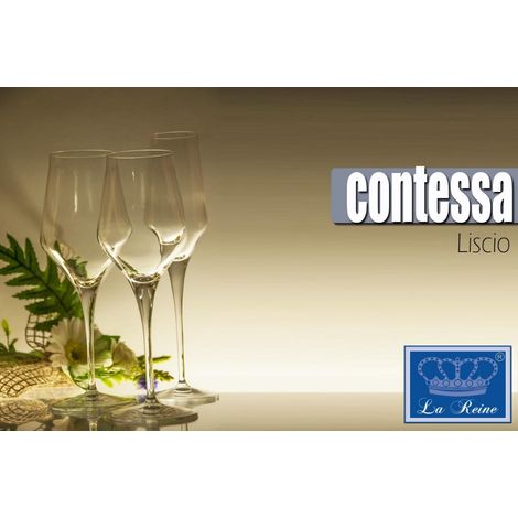 Set 38 Calici vino flute in cristallo liscio contessa La Reine (1/2)