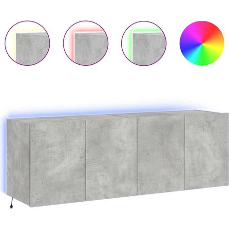 Mobili TV  Armadietto TV  Mobile Porta TV a Parete con Luci LED 2 pz Grigio Cemento 60x35x41 cm (1/5)
