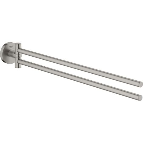 GROHE QuickFix Start, Portasciugamani Metallo, Fissaggio nascosto, Viti e tasselli inclusi, Facile da montare, Misura 439 mm, Super Steel, 41183DC0 (1/2)