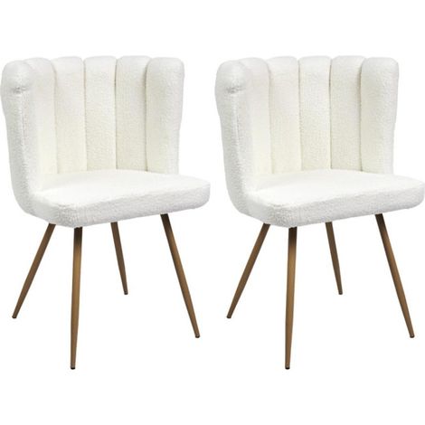 Lot de 2 Chaises Bouclette "Ariel" 82cm Blanc (1/5)