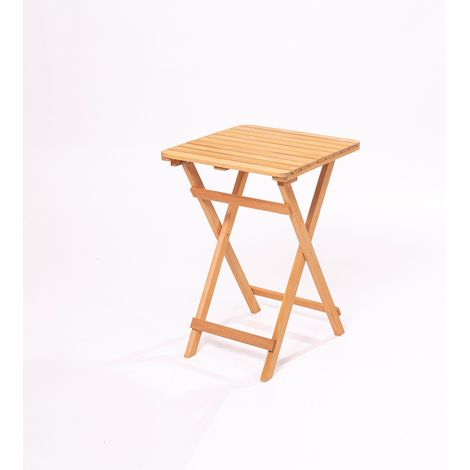 Table de jardin WELLHOME 60x60x72 cm, MARRON en bois de hêtre finition sans vernis (1/2)