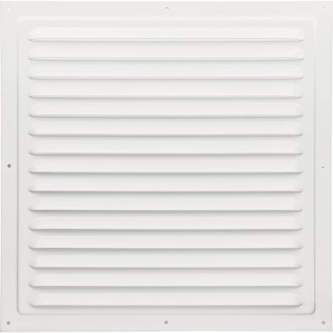 Grille de ventilation en métal 30 x 30 cm pour l'intérieur et l'extérieur avec moustiquaire, robuste, résistante aux intempéries, grille d'extraction/d'admission d'air, blanche (1/3)