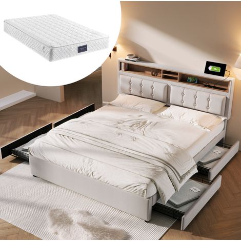 cama matrimonio con almacenaje y USB 160x200 OKMYHOME (1/5)