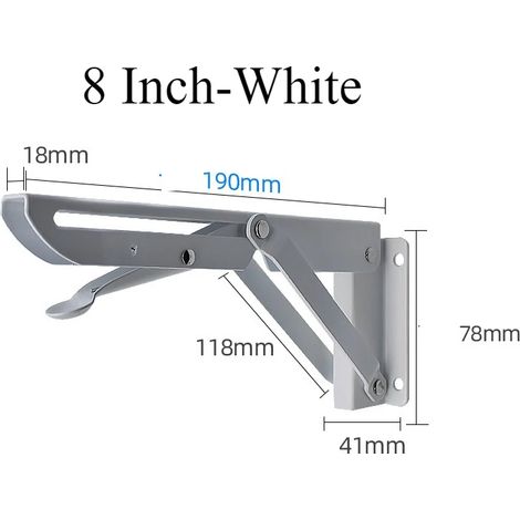 (2 pièces - 20 cm - Blanc) 2 supports d'angle pliables pour étagère triangulaire, support robuste, banc mural réglable (1/5)