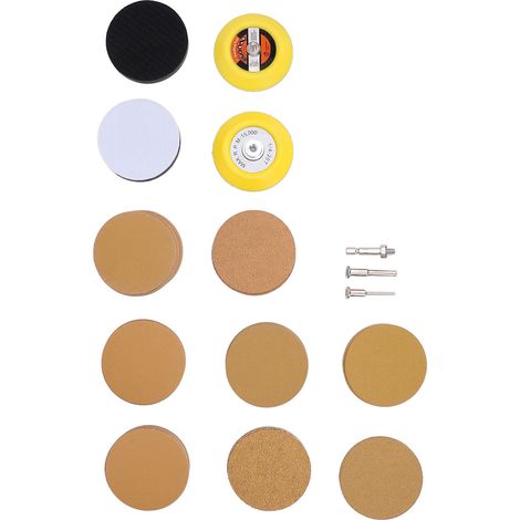 Kit polissage ponçage 3 pouces Or 107 pièces disques abrasifs grain 40-800 plateaux accessoires fixation solide polyvalent auto bois caoutchouc plastique (1/5)