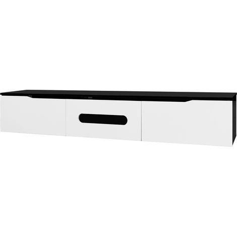 Mobile TV nero e bianco da 180 cm con LED a 16 colori e montaggio a parete (1/5)