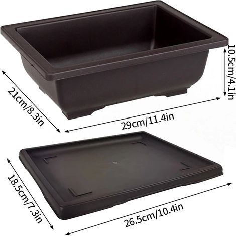 (Plateau rectangulaire XL) Pots de fleurs rectangulaires imitation terre cuite violette pour plantes d'extérieur, jardin, aménagement paysager, pots à bonsaï pour plantes (1/4)