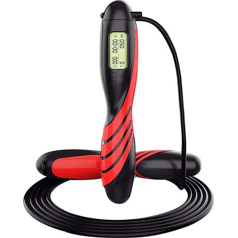 Corde à sauter numérique réglable avec poignée, compteur intelligent et réglage du temps, idéale pour les enfants, le fitness, le CrossFit, la musculation et pour brûler des calories. (1/5)