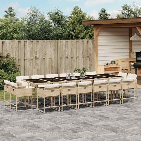 Ensemble à manger de jardin et coussins 17 pcs-Salon de jardin beige 261593 (1/5)