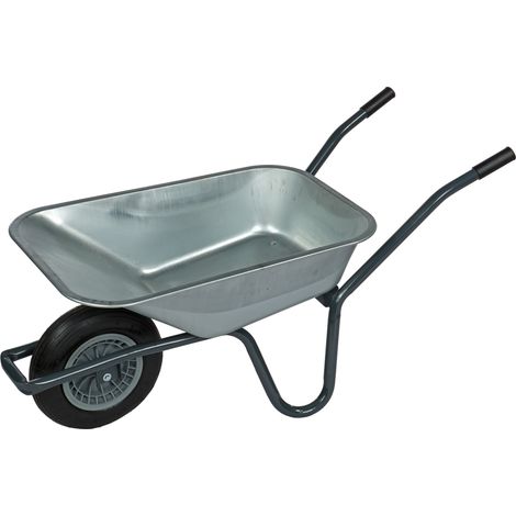 Pro-Bau-Tec Verzinkte Stahl Gartenschubkarre 85L Tiefbettmulde Tragkraft 120kg