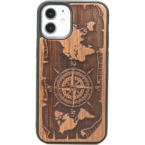 Holzhülle für iPhone 12 Mini Wind Rose Merbau (1/4)