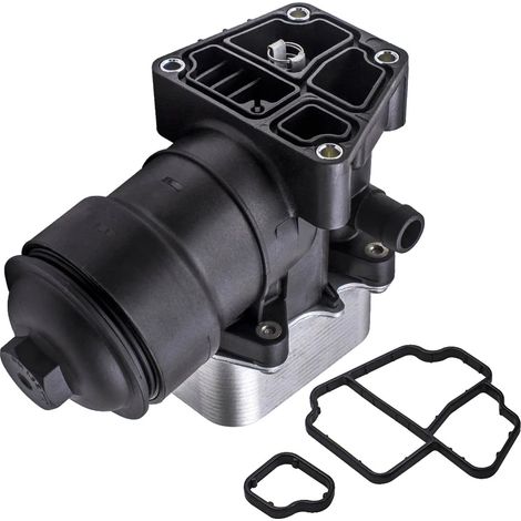 Carcasa del filtro de aceite, plástico de ingeniería, 15 cm x 10 cm x 5 cm, compatible con motores 1.6 TDI y 2.0 TDI, incluye tapa del enfriador, reemplazo directo. (1/5)