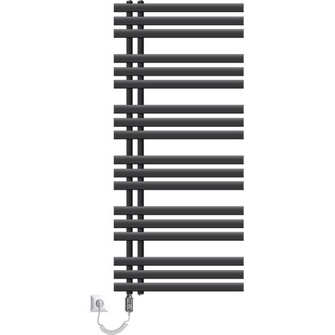 ECD Germany Radiador de Baño Iron EM Eléctrico 600 x 1400 mm Antracita + Resistencia 900W, Estufa Toallera de Pared, Calefactor de Panel, Secador de Toallas para Aseo, con Kit de Montaje Completo (1/5)