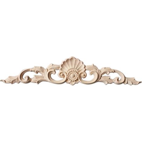 Applique En Bois D Hevea - Sculpture Decorative Pour Meuble - 30 X 7 Cm - 1 Unite