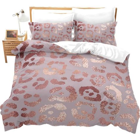 Bettwäsche-Set 155x220 cm mit Leopardenmuster, Mikrofaser, Reißverschluss
