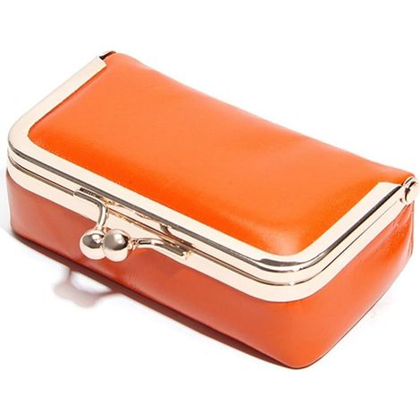 Boîte à bijoux compacte d'inspiration vintage en cuir pour bagues, boucles d'oreilles, colliers avec fermoir tactile et sécurisé (orange) (1/5)