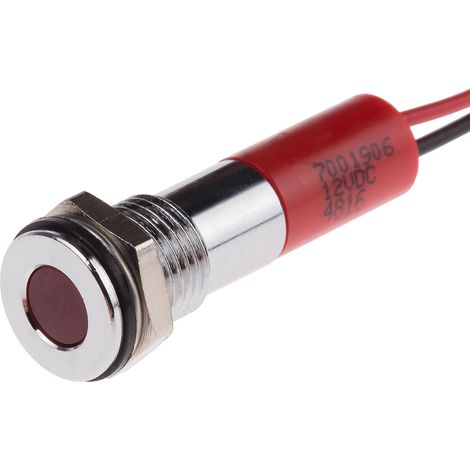 Voyant LED lumineux Rouge RS PRO, dia. 8mm, 12V c.c., IP67 ( Prix pour 1 )