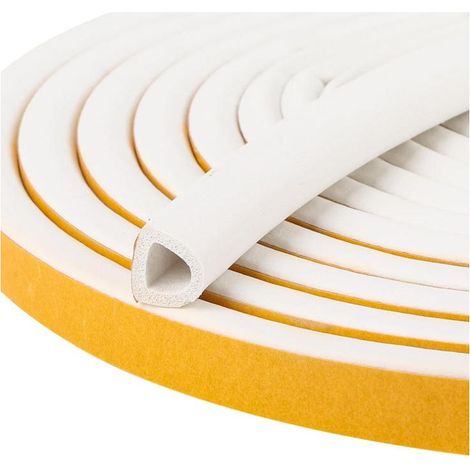 Rouleau de 6 mètres de joint d'étanchéité auto-adhésif en caoutchouc blanc pour portes en bois, pour isolation phonique, coupe-vent et anti-poussière (1/5)