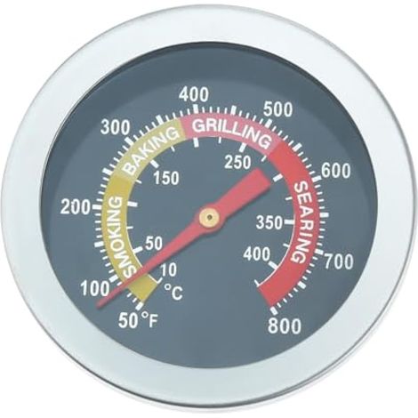 Thermomètre BBQ 52mm 10-425℃, Indicateur de température pour gril au charbon et fumoir, Fahrenheit et chaleur pour cuisson viande, porc, agneau, bœuf