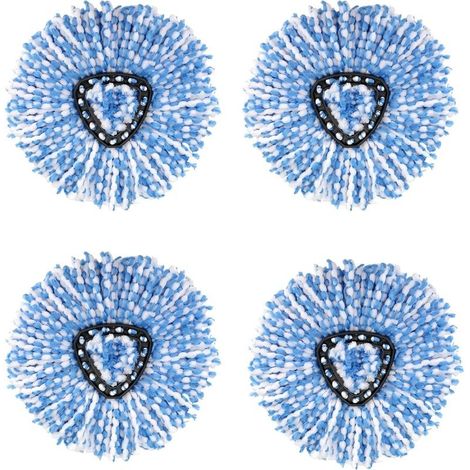 Lot de 4 têtes de rechange pour balai à franges O-Cedar EasyWring RinseClean en microfibre pour système à 2 réservoirs (bleu) (1/5)