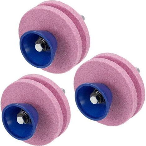 Affûteur de lame de tondeuse à gazon durable pour outils de jardin, perceuse électrique, double couche, 3 pièce (rose) (1/4)