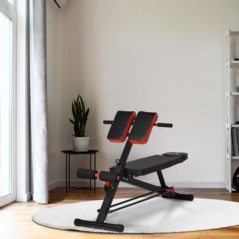 Panca pesi multifunzionale, panca da palestra completa, schienale inclinabile in 3 posizioni, 64x146x73,5-85 cm, nera