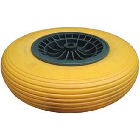 1PZ RUOTA PER CARRIOLA PU PIENA CON CUSCINETTI - perno mm.20x130, interasse mm.80