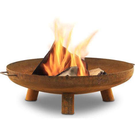 BBQ-Toro Feuerschale Ø 80 cm, Rostoptik, Outdoor Dreibein Feuerstelle für Garten und Terrasse