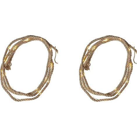 Lot de 2 cordes lumineuses de Noël en toile de jute 200 cm - ASPEN (1/3)